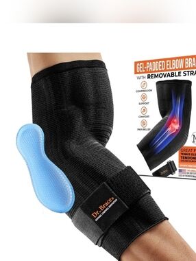 Elbow Compression Sleeve Gel Pad Adjustable Strap, Medium